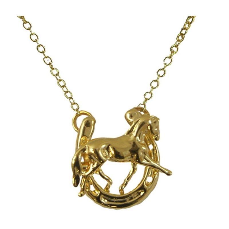 Beverly Zimmer Dressage Horse Shoe Pendant Gold