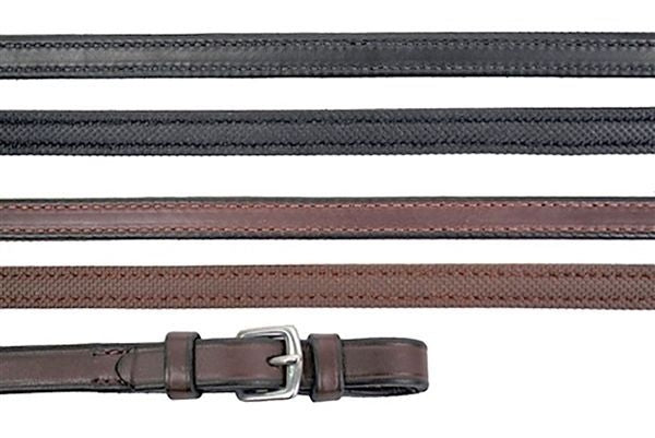 Nunn Finer Rubber Lined Reins With Hand Stops 3/4 Blk