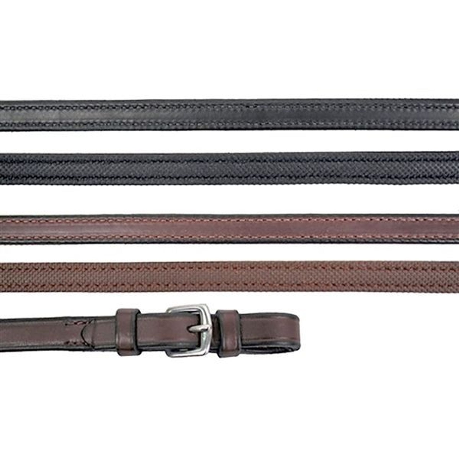 Nunn Finer Rubber Lined Reins With Hand Stops 3/4 Blk