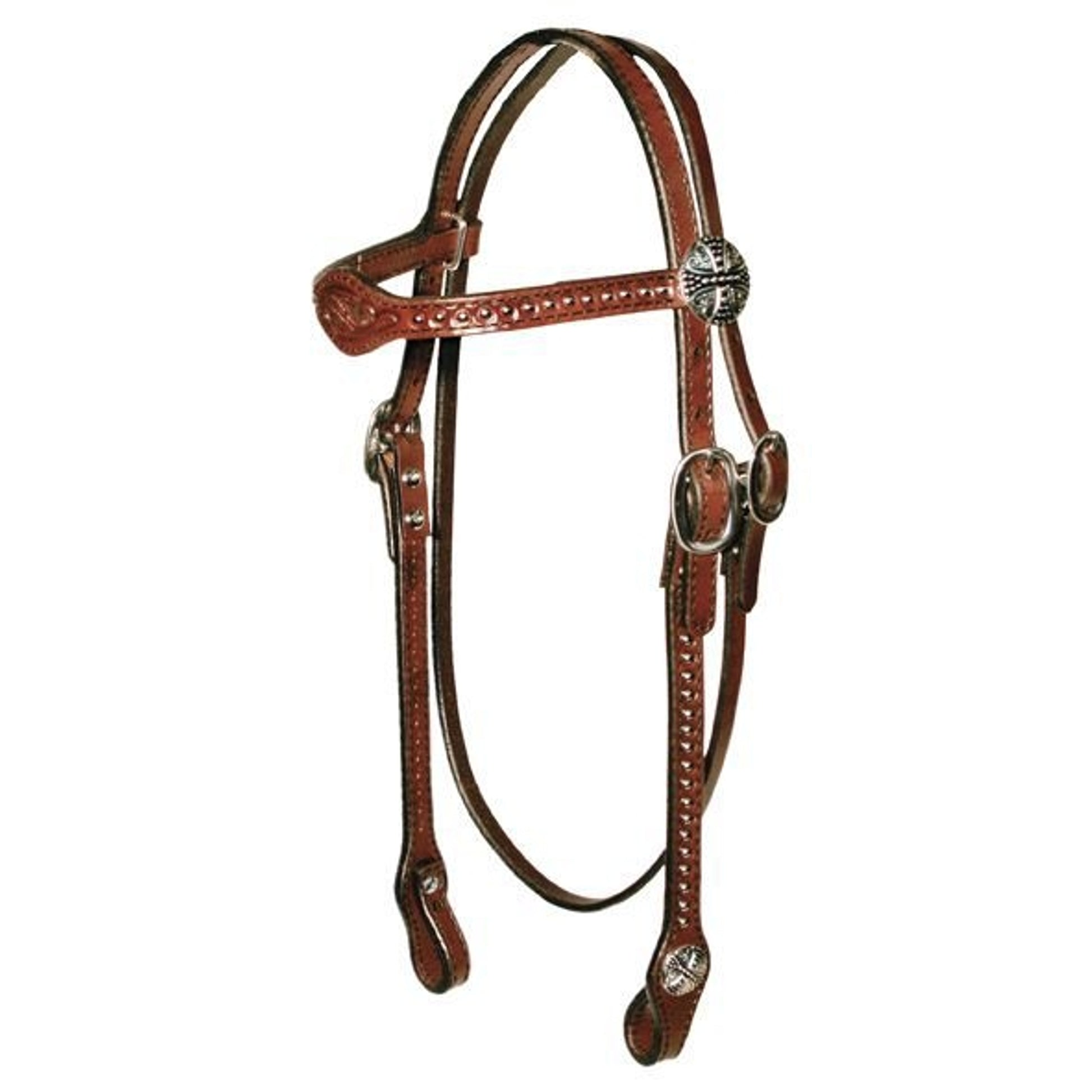 Floral Tooled Flared Browband Headstall H Brn