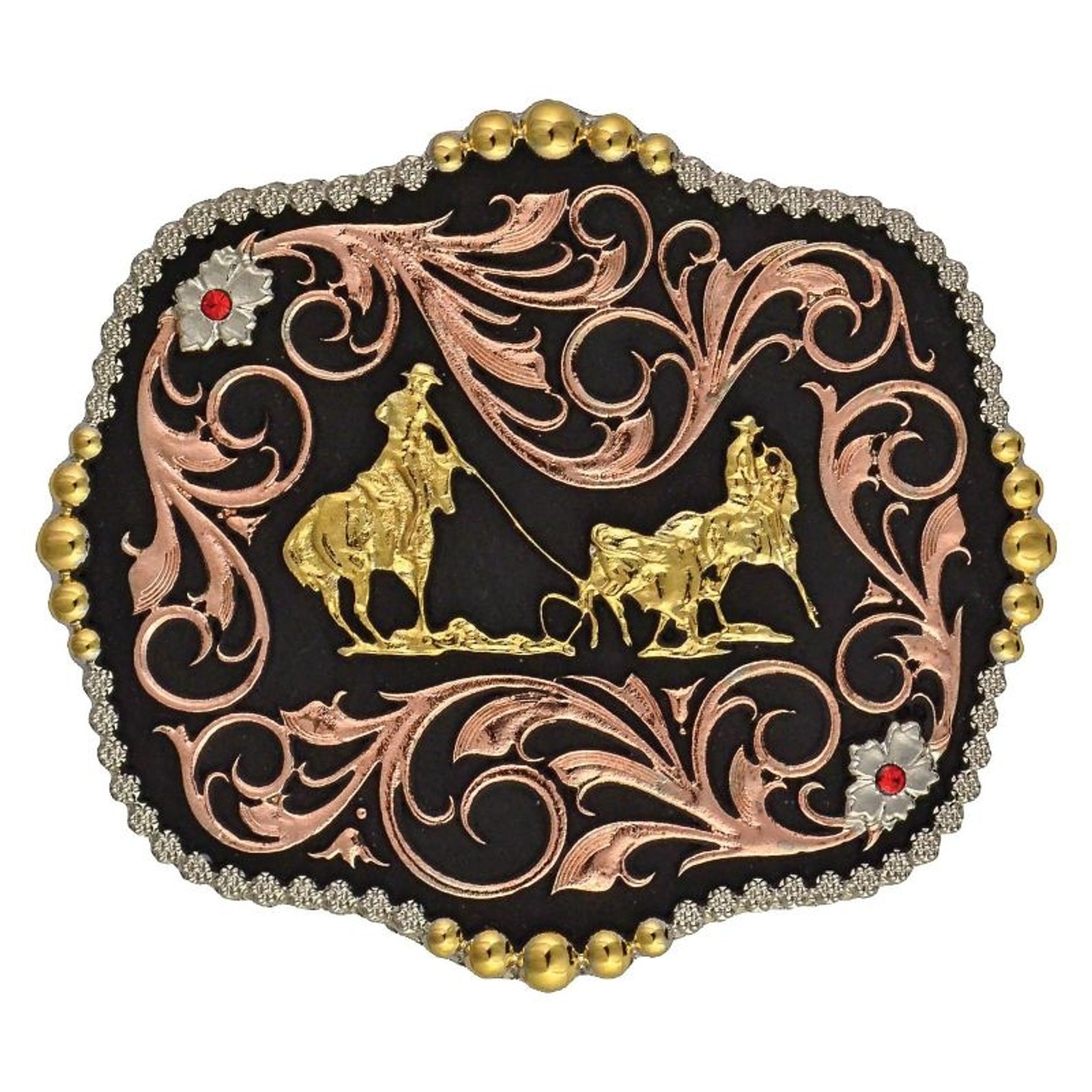 Team Ropers Traditional Attitude Buckle 4X4.75 Brn