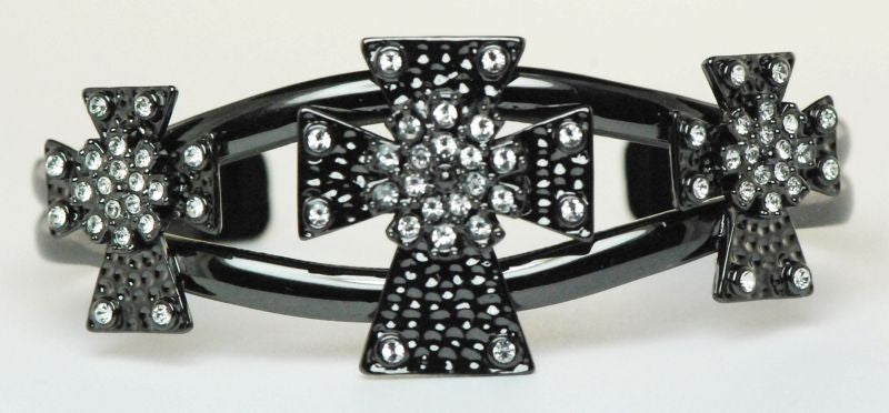 Western Edge Triple Cross Bracelet Black