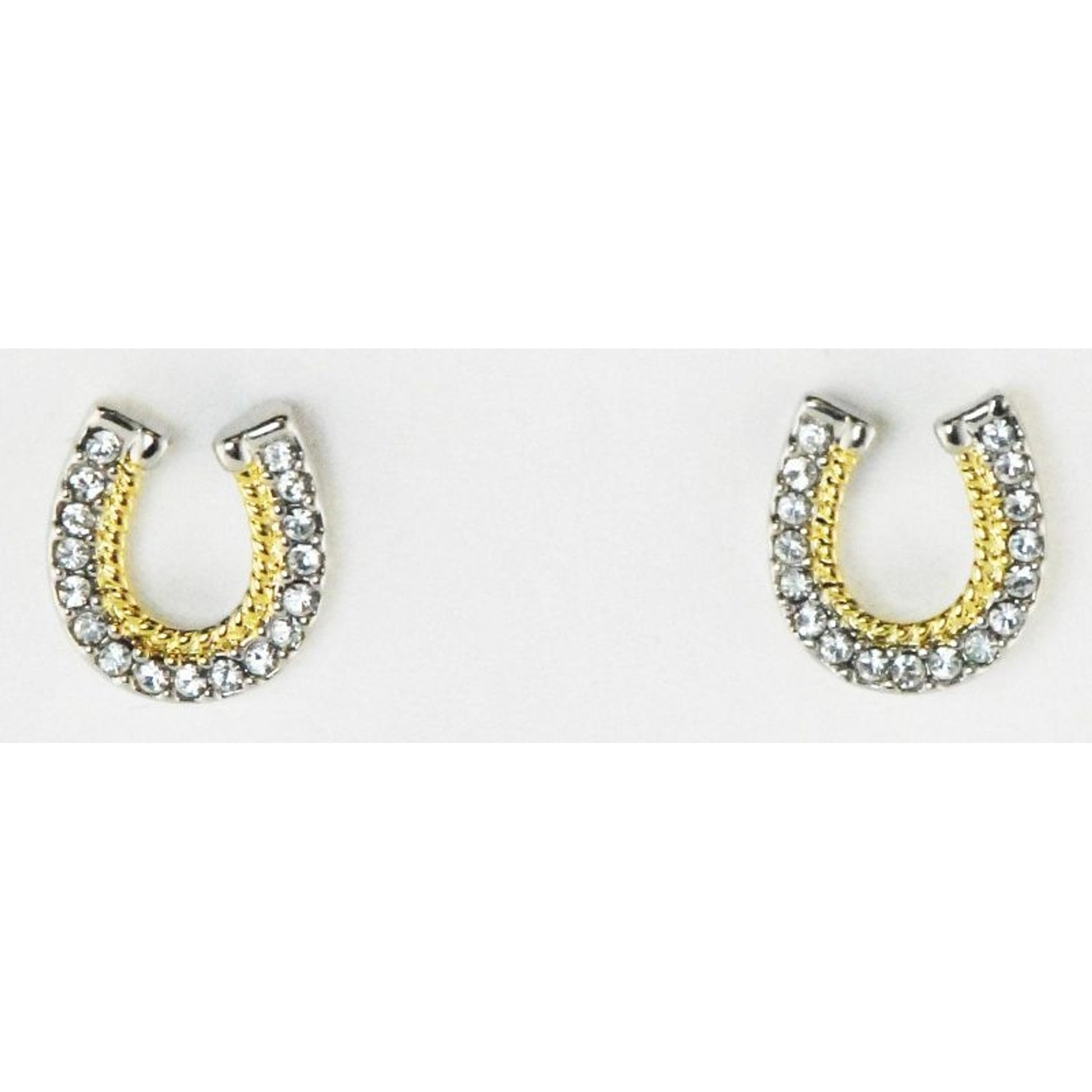 Western Edge Horseshoes Rope Earrings Gold