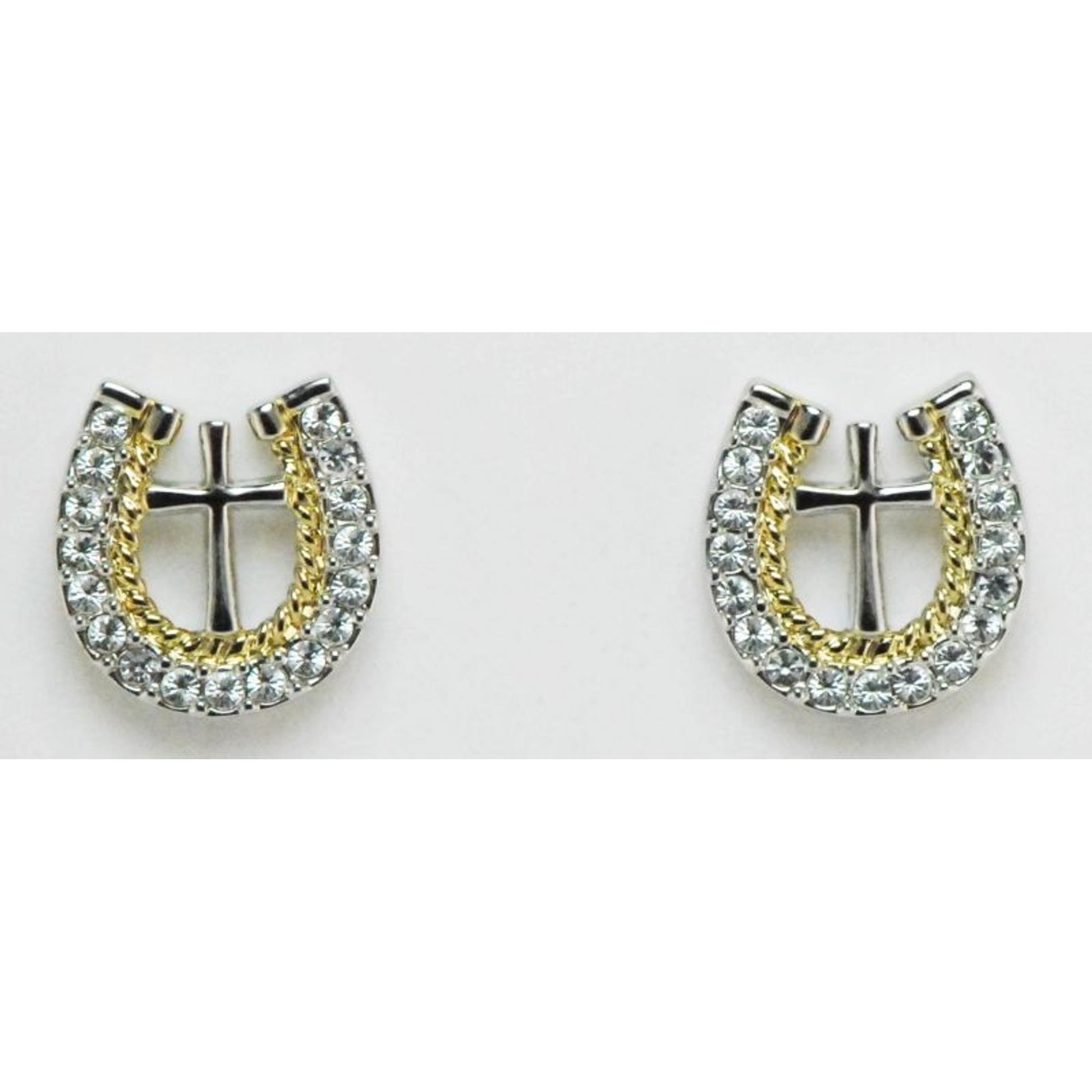 Jewelry Rope Horseshoe Cross Earrings Gold