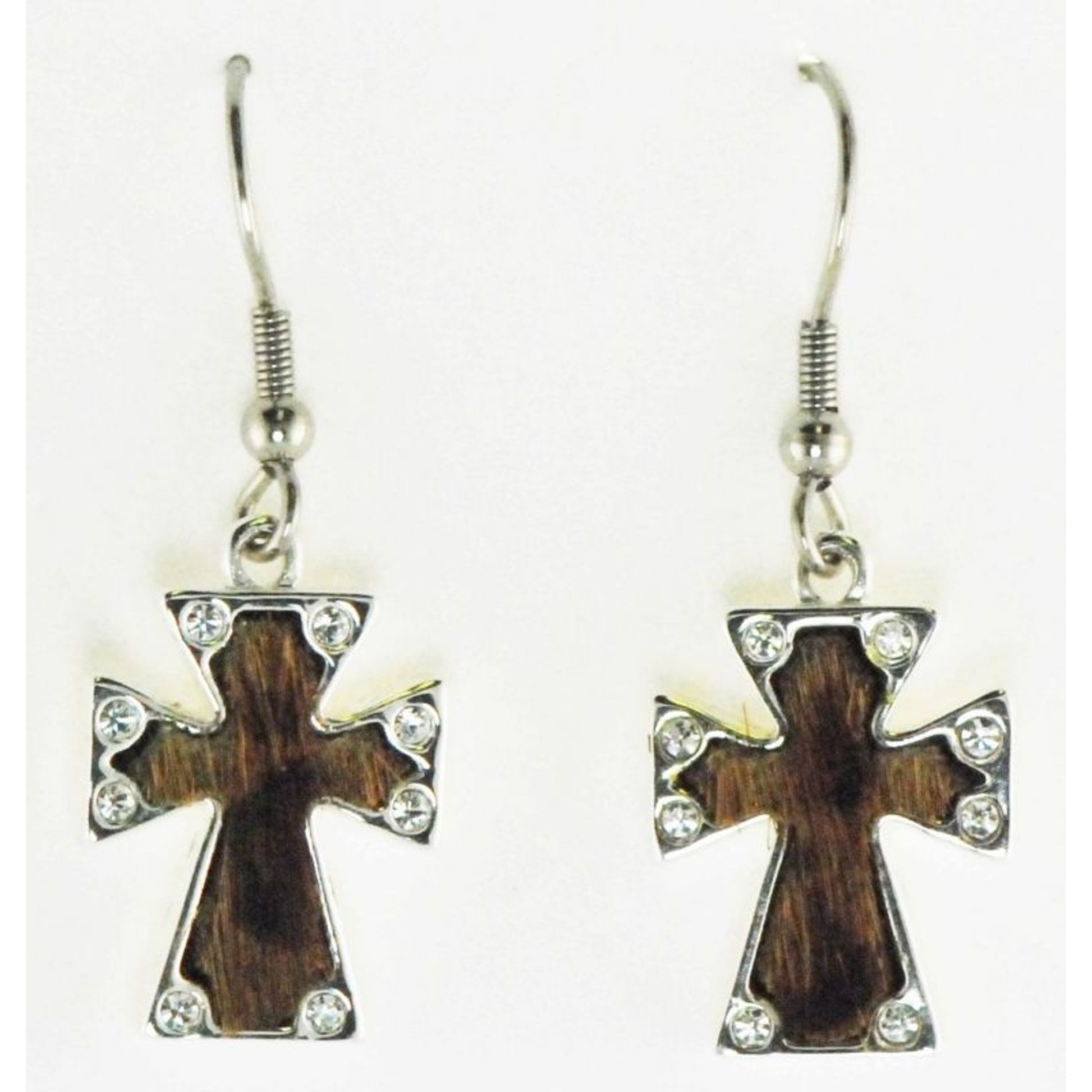 Western Edge Hair-On Cross Earrings Brown