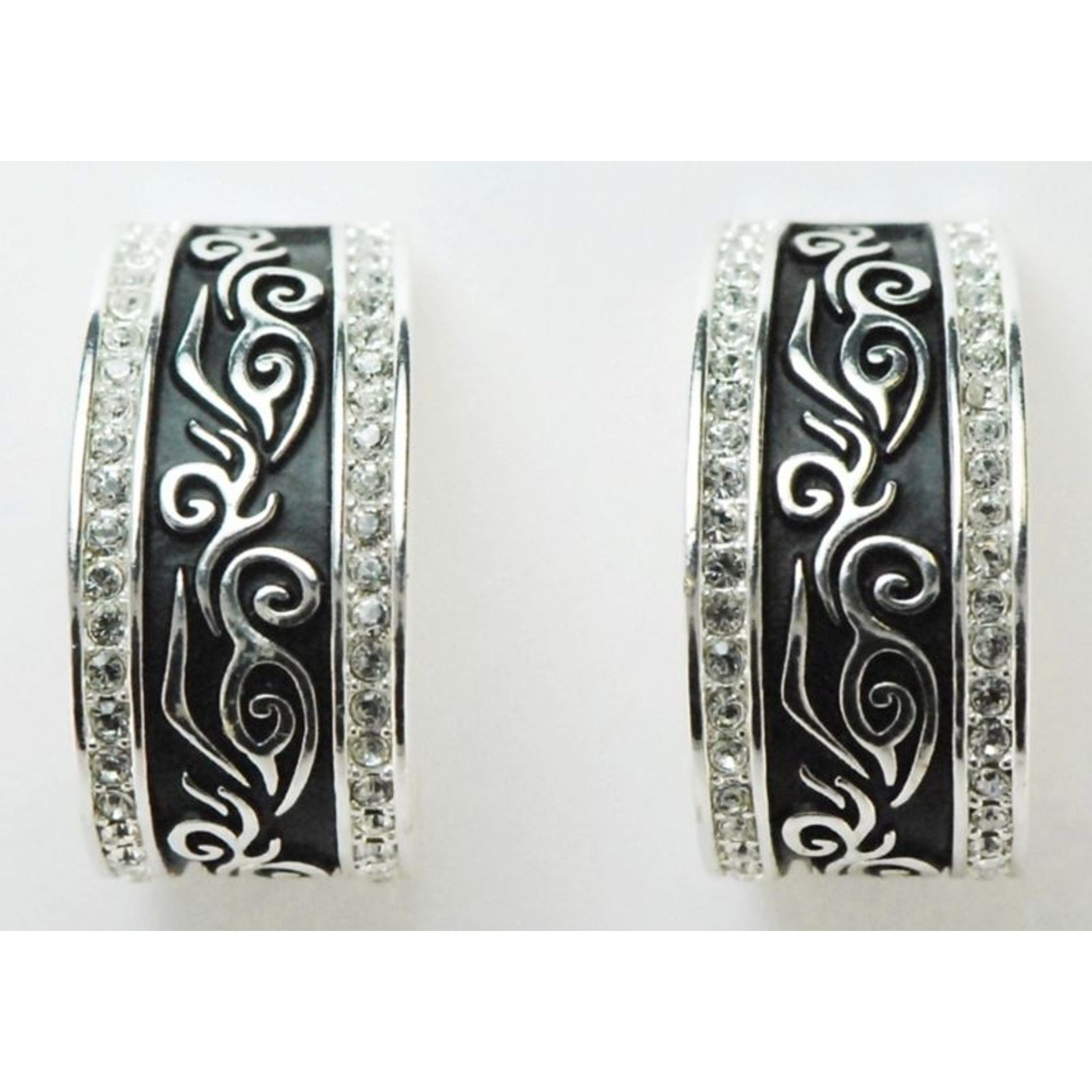 Western Edge Filigree Crystal Earrings LG