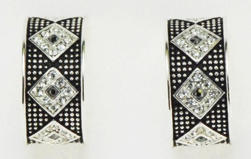 Western Edge Diamond Stone Earrings Crystal