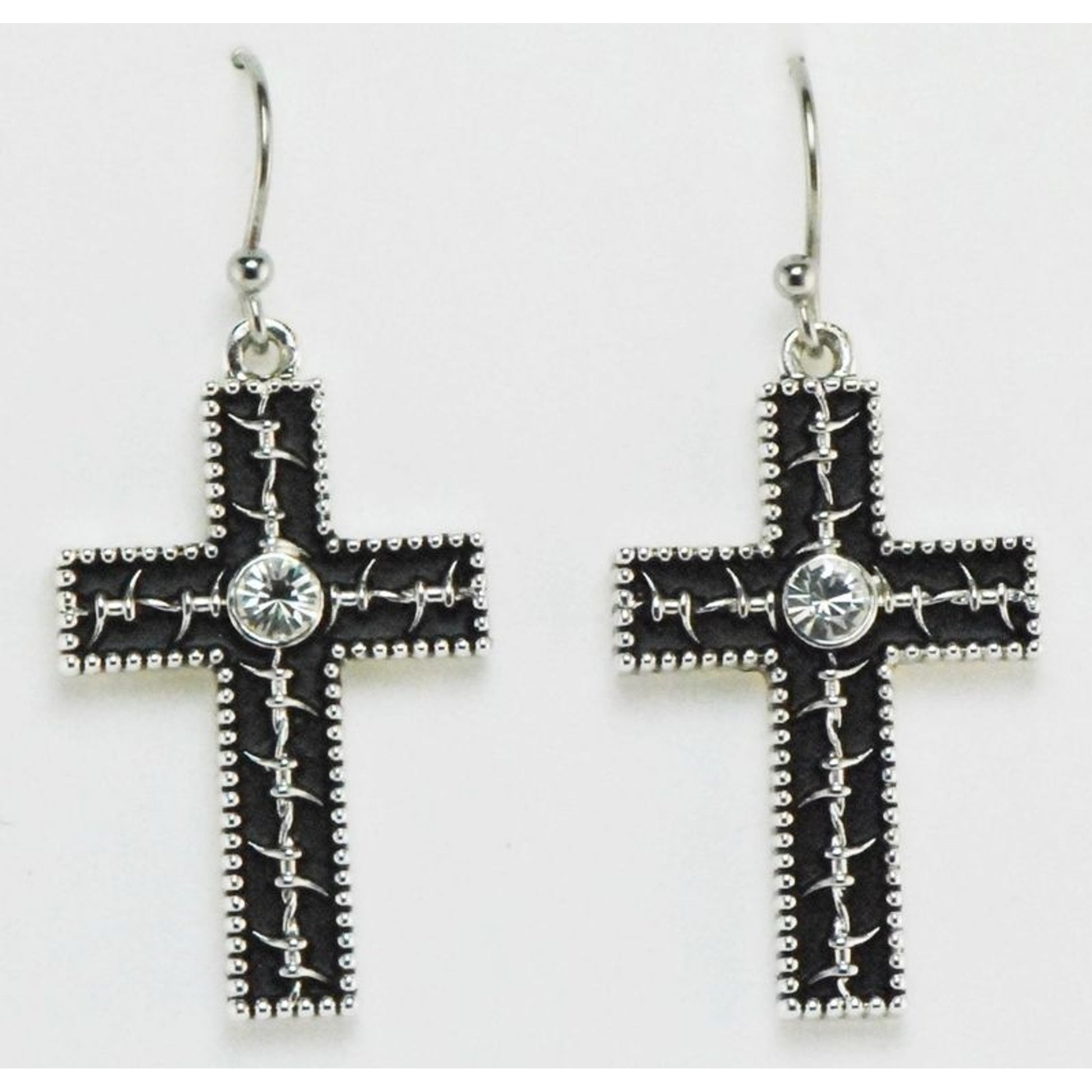 Western Edge Jewelry Barb Wire Cross Earrings