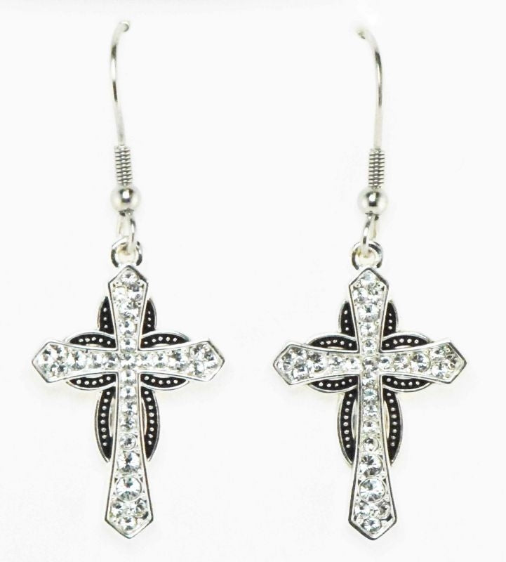 Western Edge Cross Horseshoe Earrings