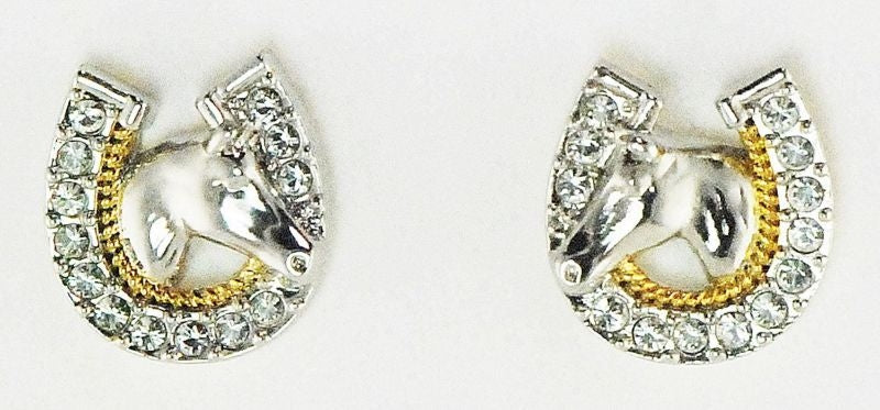 Western Edge Horsehead Concho Earrings Blk/Gold