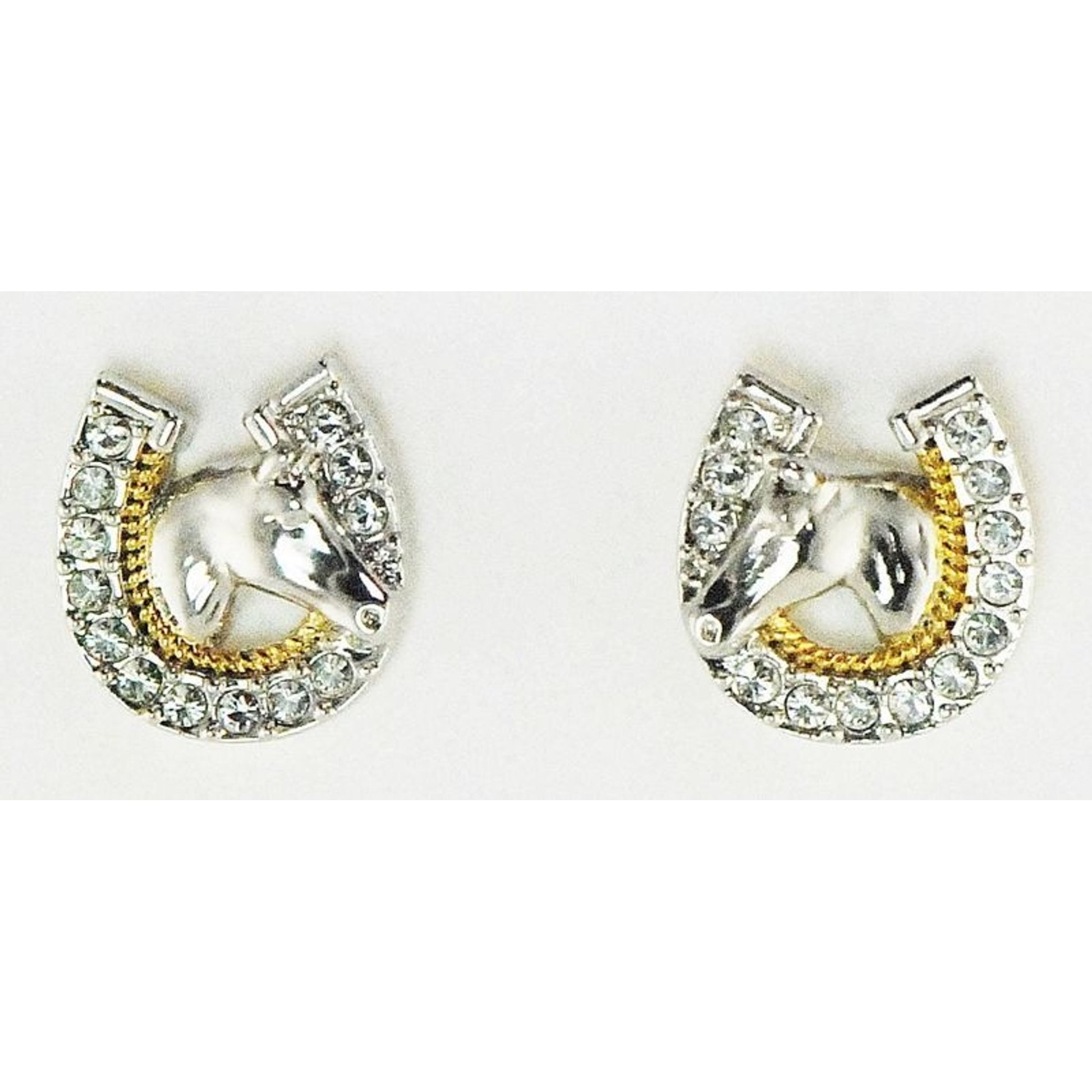 Western Edge Horsehead Concho Earrings Blk/Gold