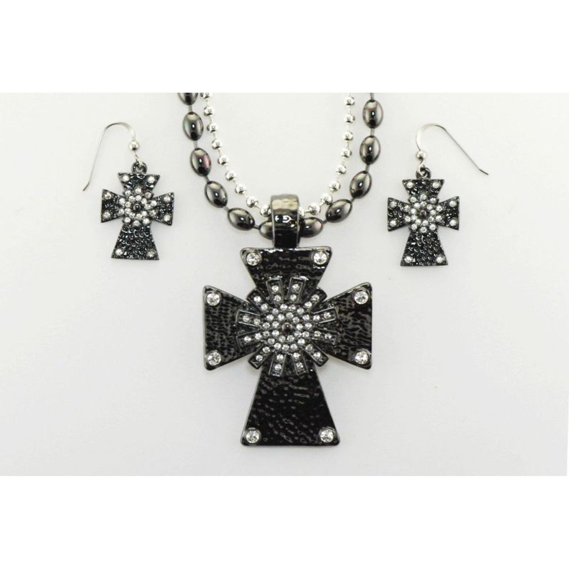 Western Edge Cross Necklace Black