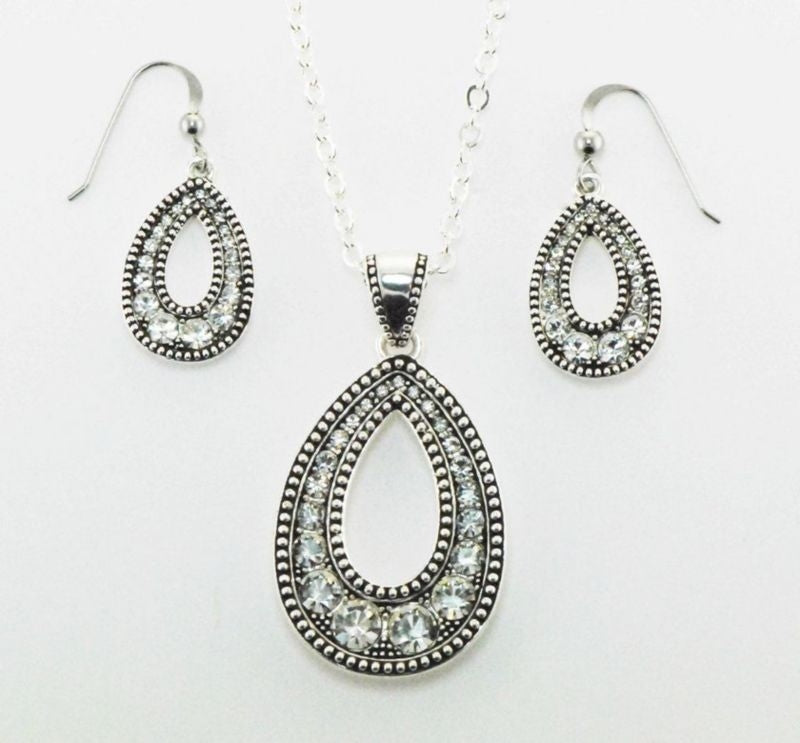 Western Edge Crystal Teardrop Jewelry Set