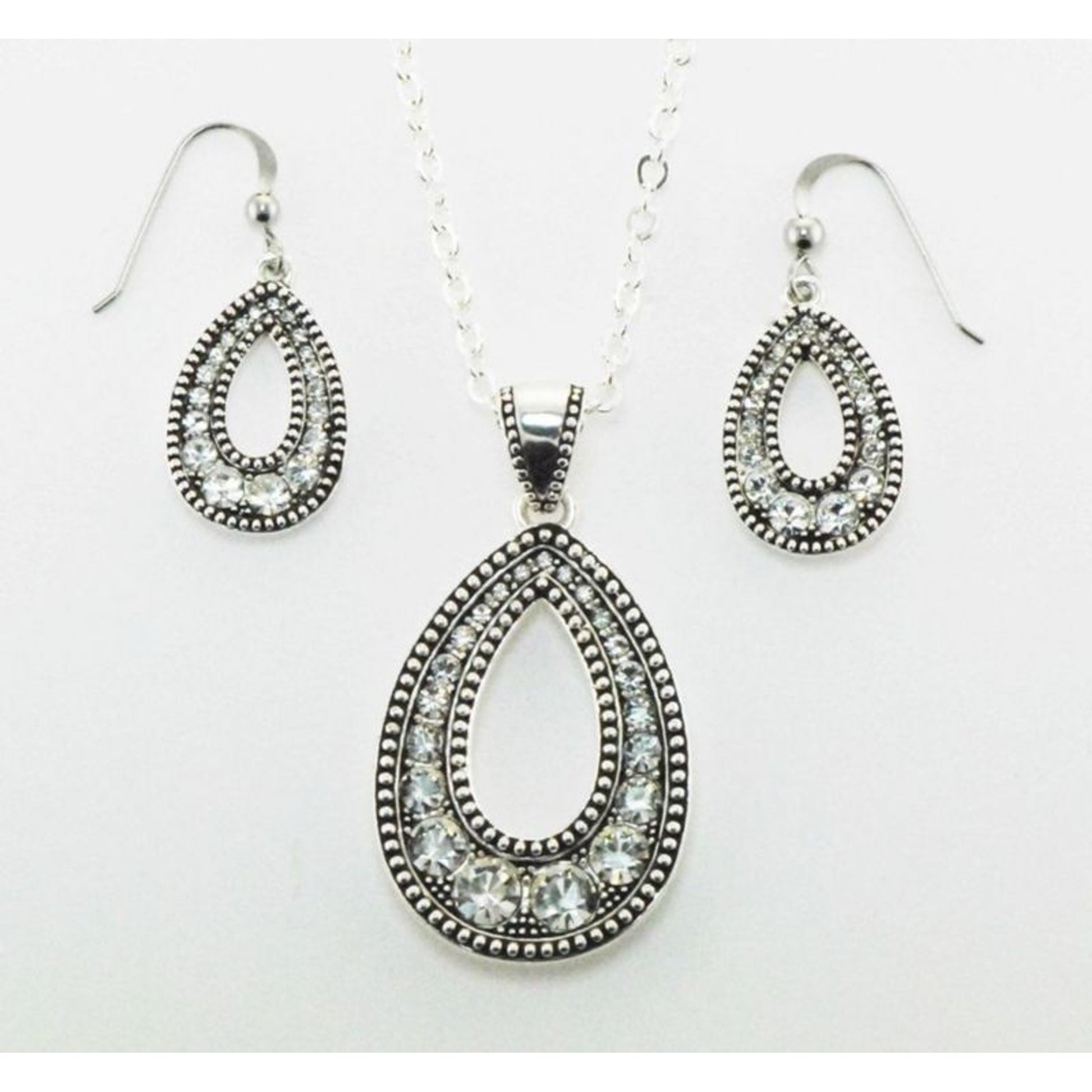 Western Edge Crystal Teardrop Jewelry Set