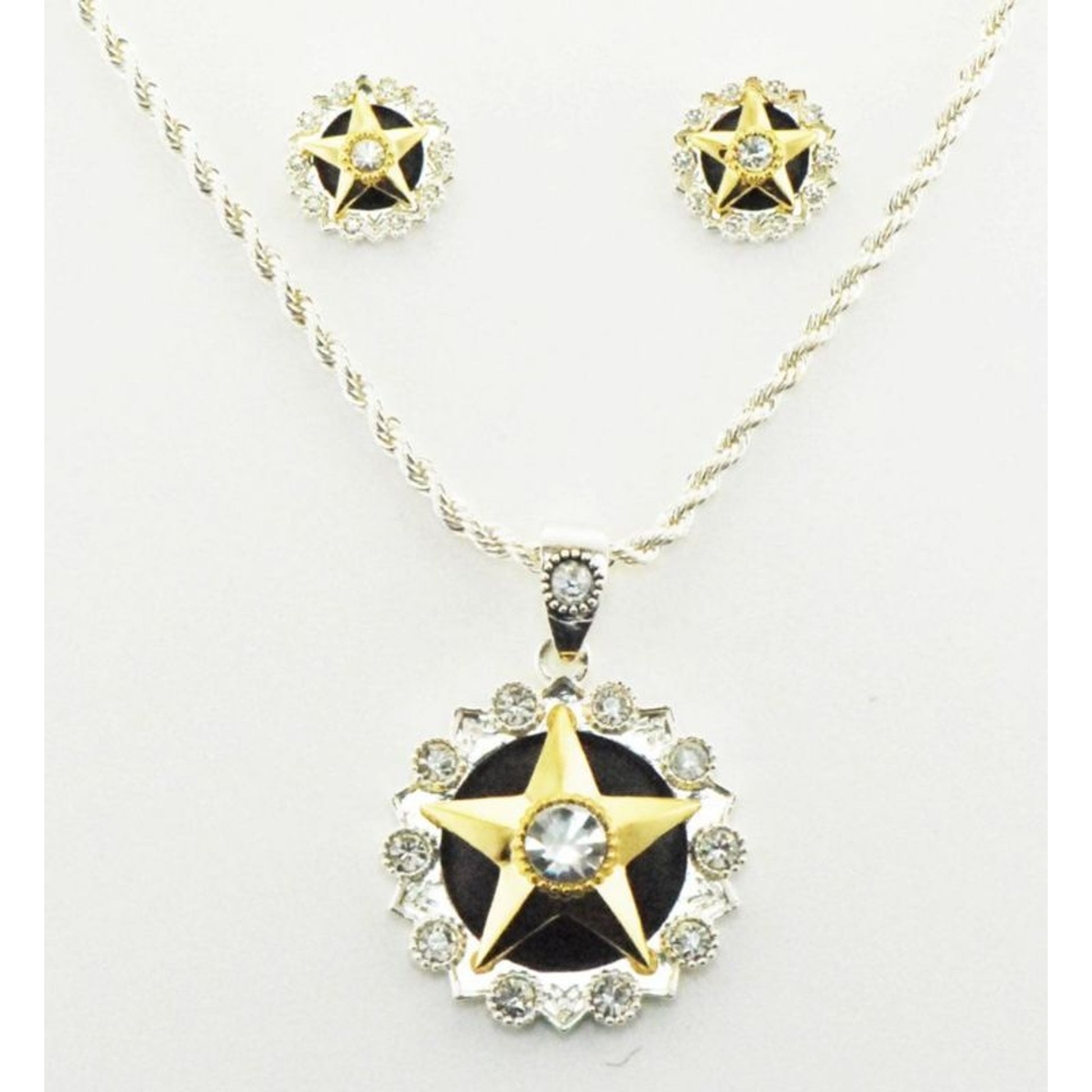 Western Edge Crystal Star Jewlery Set Blk/Gold