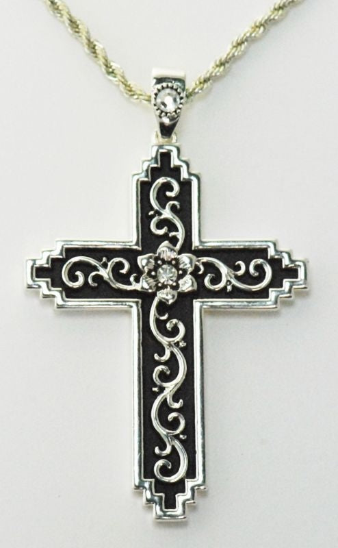 Western Edge Filigree Crystal Stones Necklace
