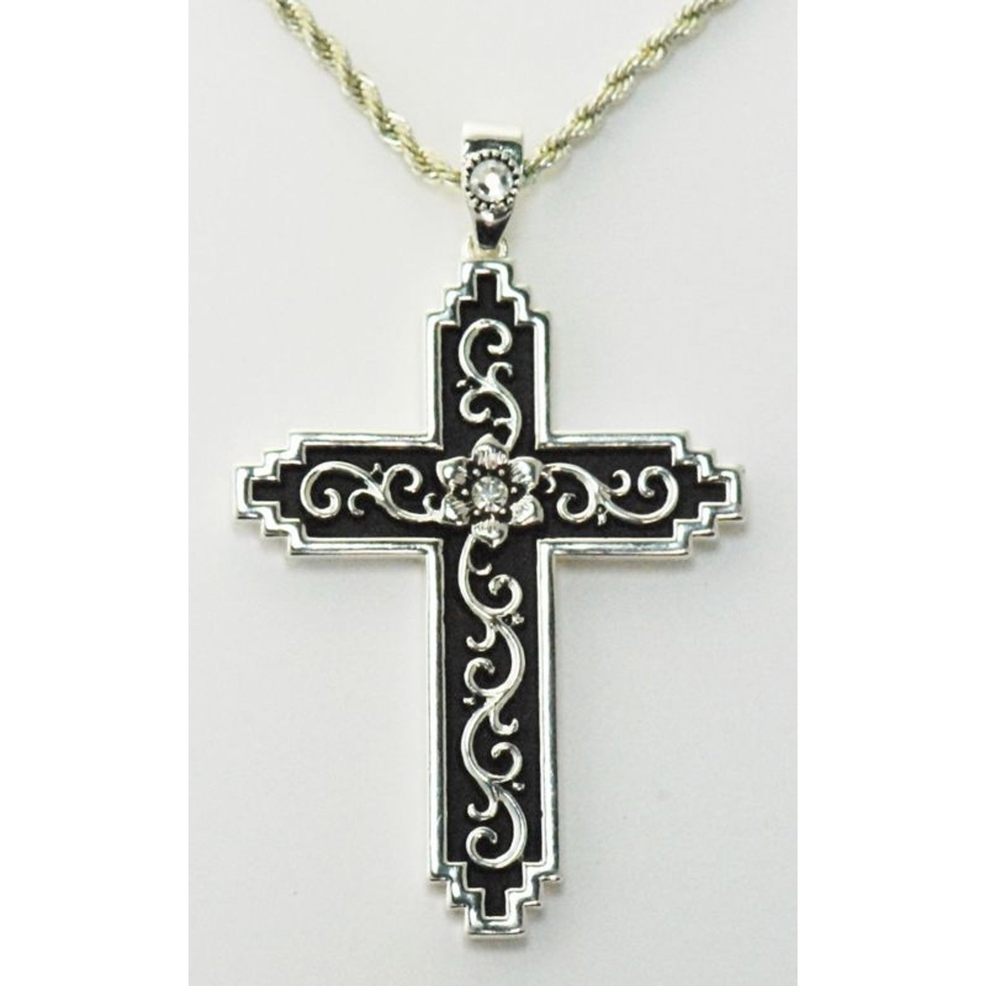 Western Edge Filigree Crystal Stones Necklace