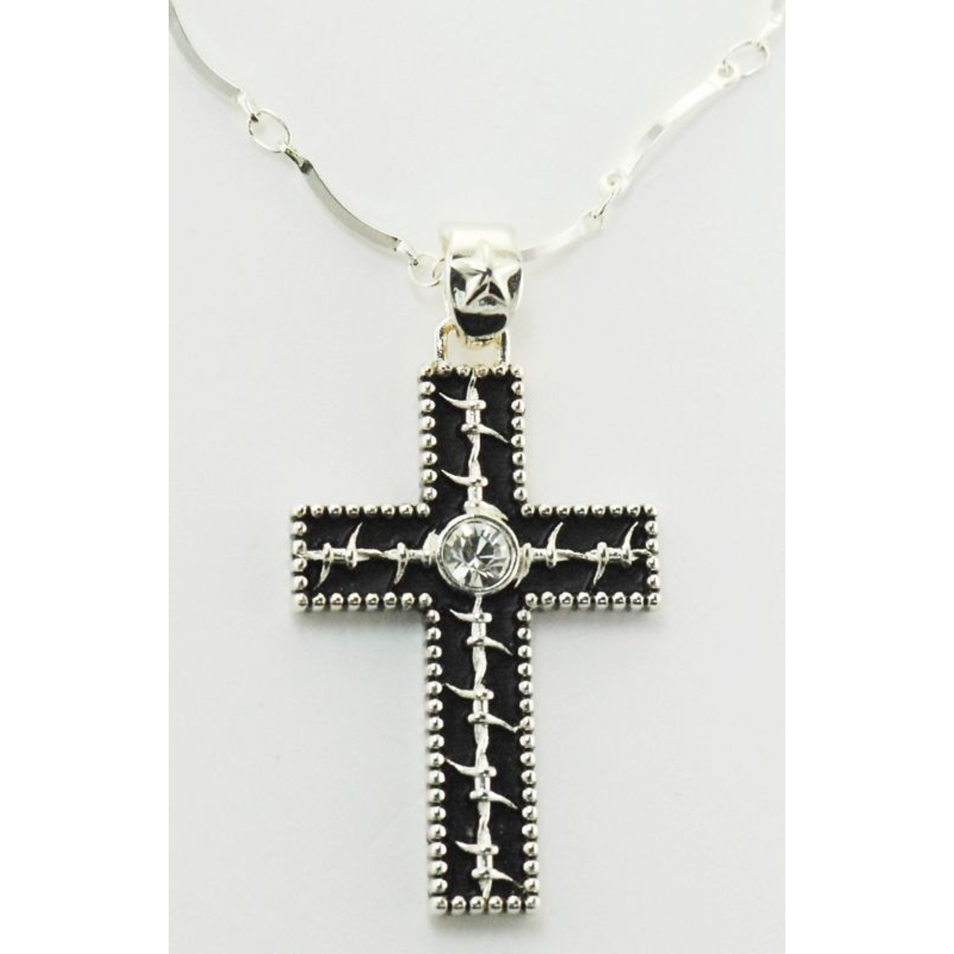 Western Edge Jewelry Barb Wire Cross Necklace