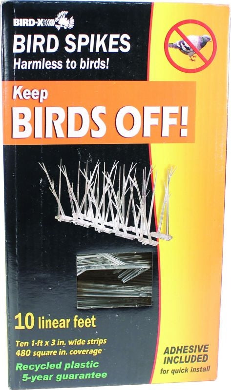BIRD-X Plastic Bird Spikes 10LinearFeet Clear