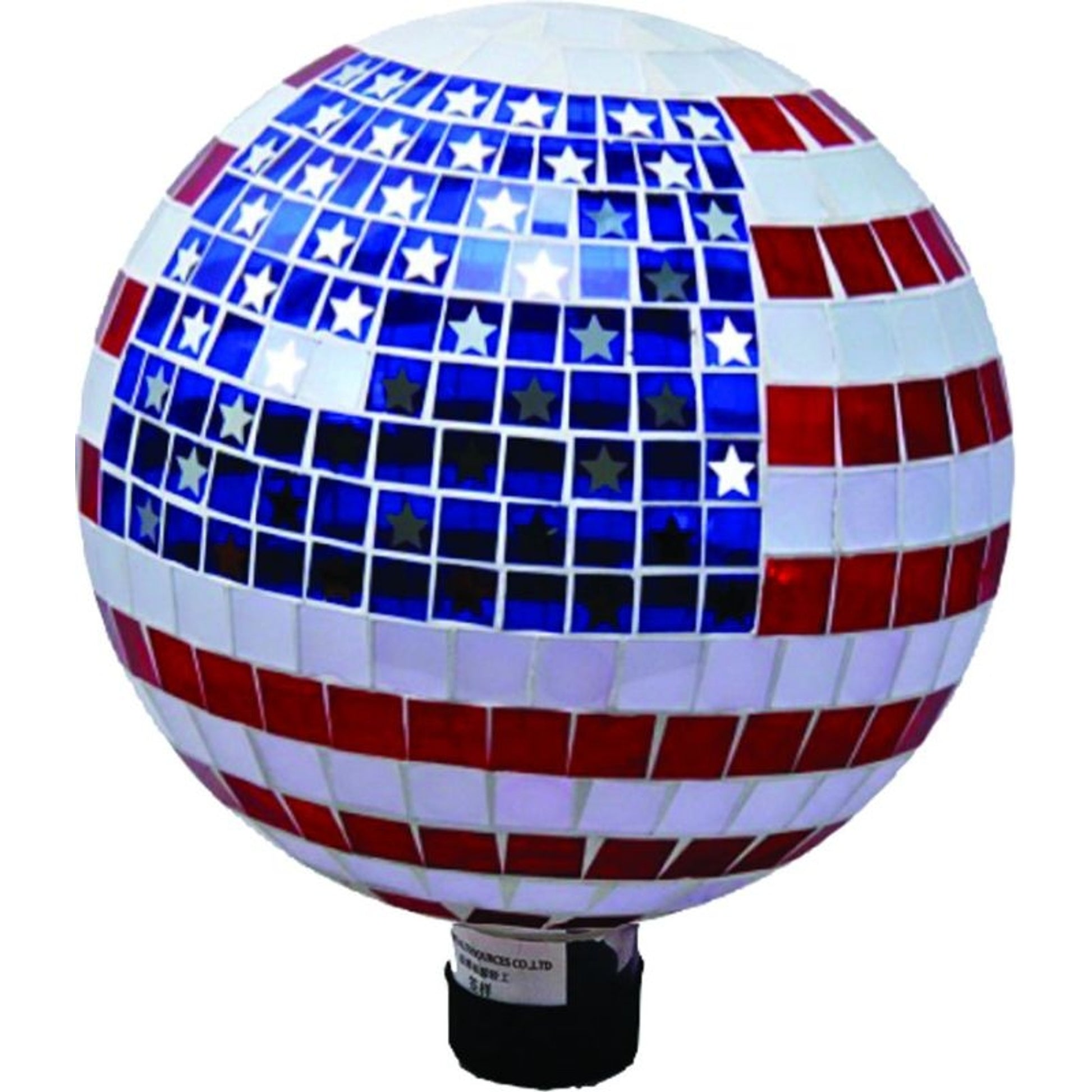 Mosaic Glass Stars/Stripe Gazing Globe 10 Rd/Wh/Bl
