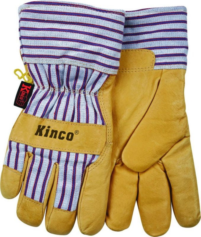 Kinco Lined Grain Pigskin Glove Large Tan/Blue/Red