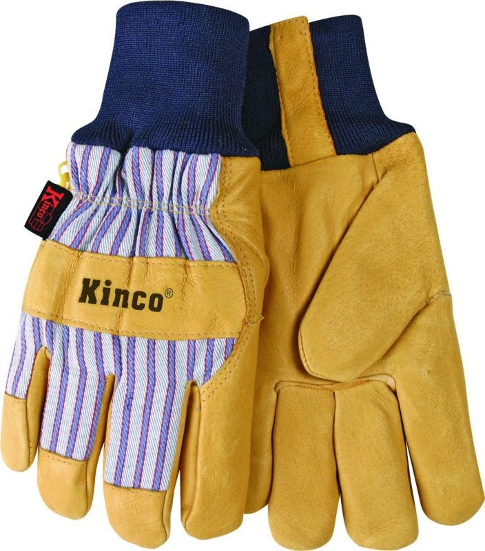 Kinco Lined Suede Pigskin Knit Wrist Glove