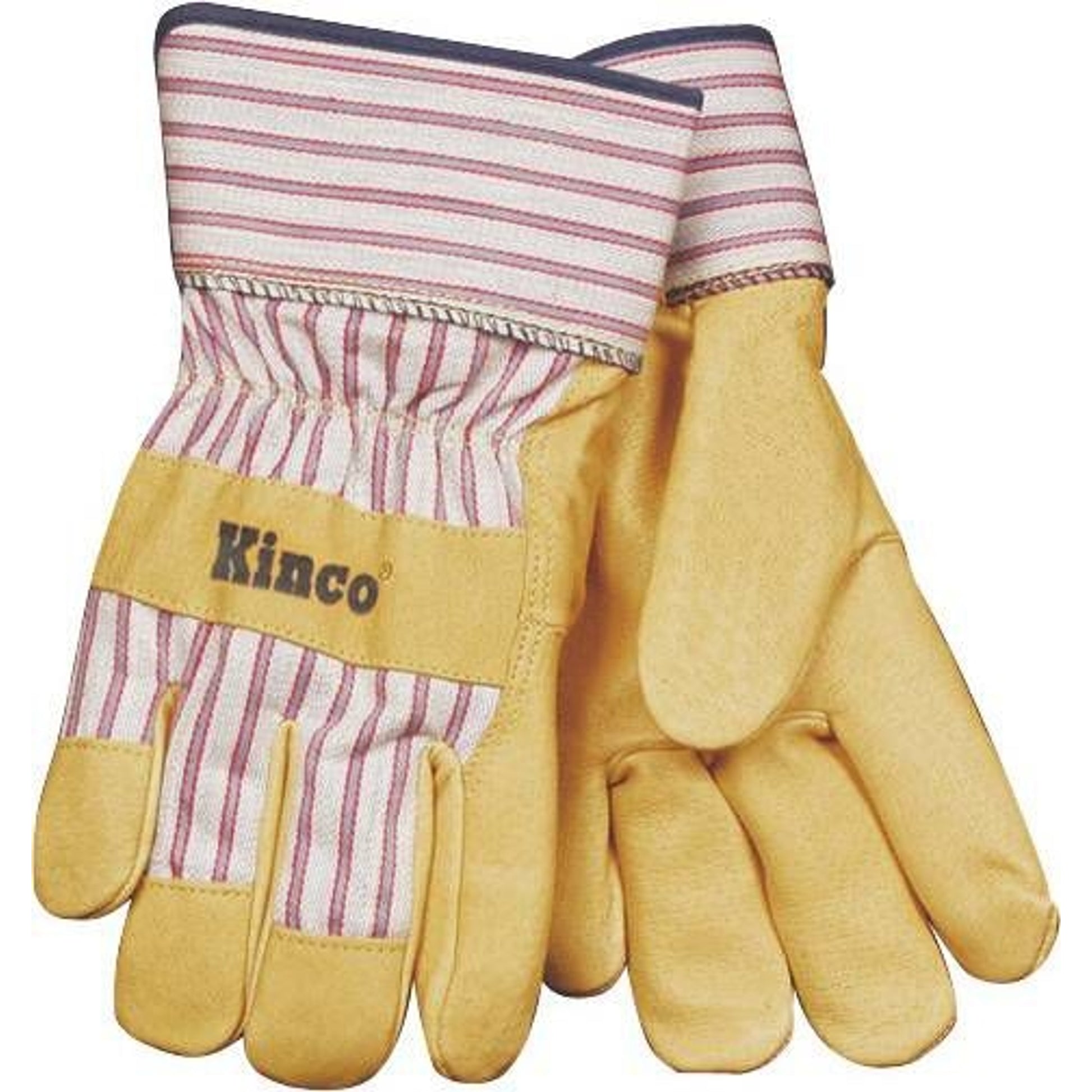 Kinco Grain Pigskin Leather Palm Glove LG Tan/Red