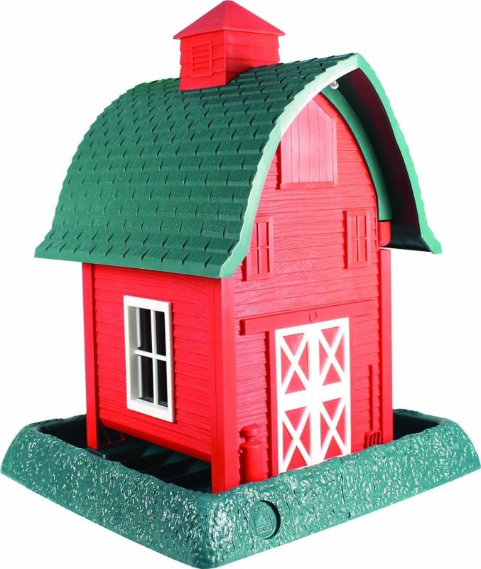 Village Collection Barn Bird Feeder 8lb Red/Gr/Wh