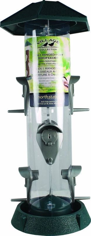 2-In-1 Hinged-Port Bird Feeder 1.5 Lb Red/Clear