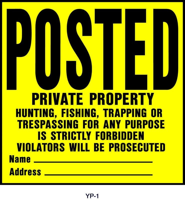 Posted Private Property Property Sign 11X11In Ylw