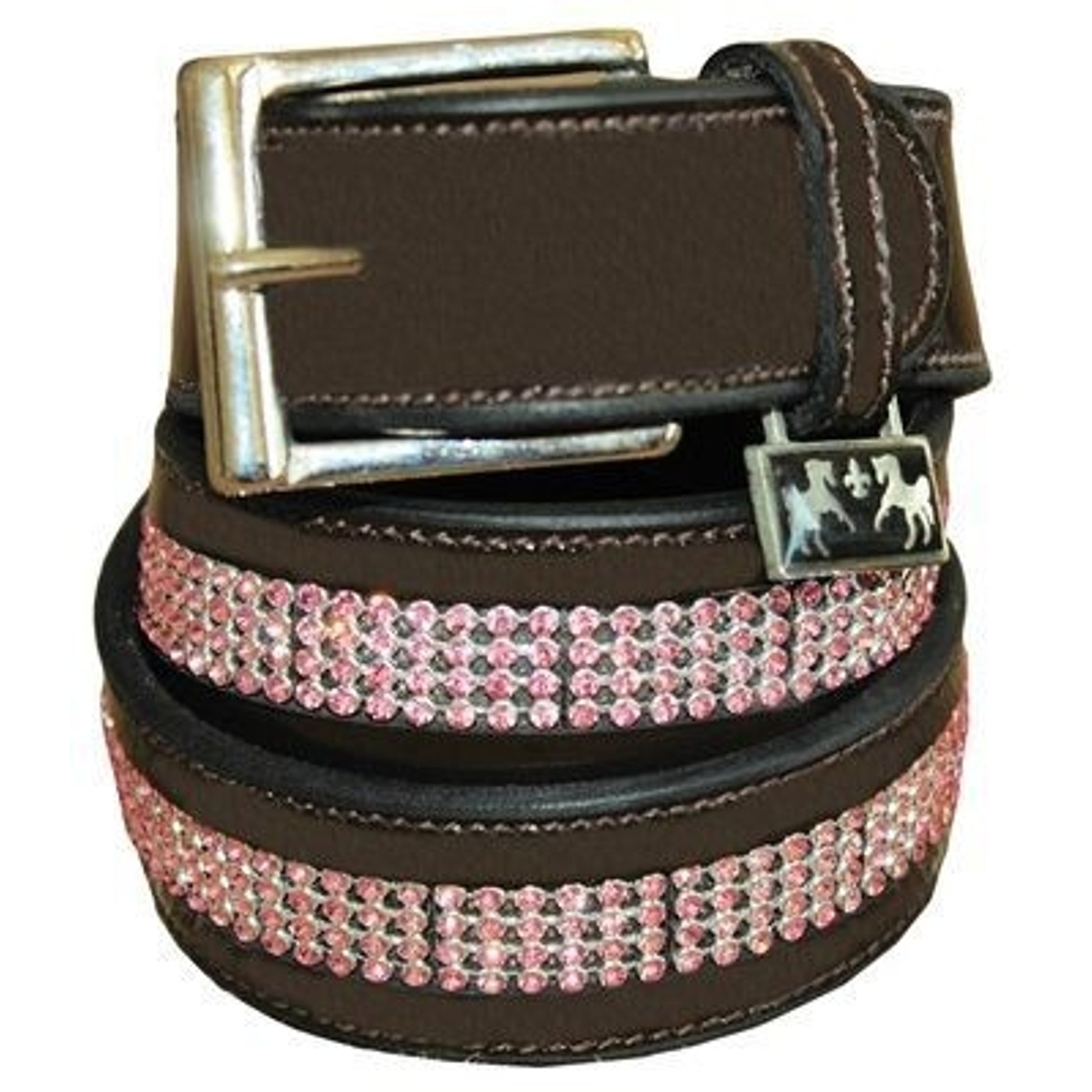 Equine Couture Ladies Bling Leather Belt Lg Havana