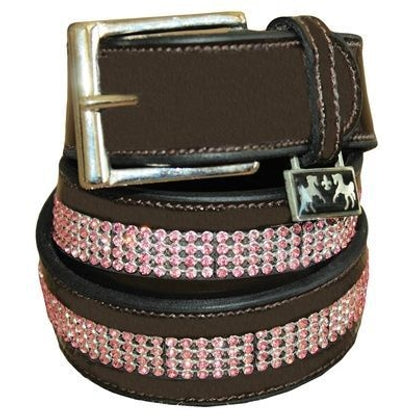 Equine Couture Ladies Bling Leather Belt Lg Havana