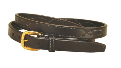 Tory Leather Stitched Pattern Leather Belt 24 Blk