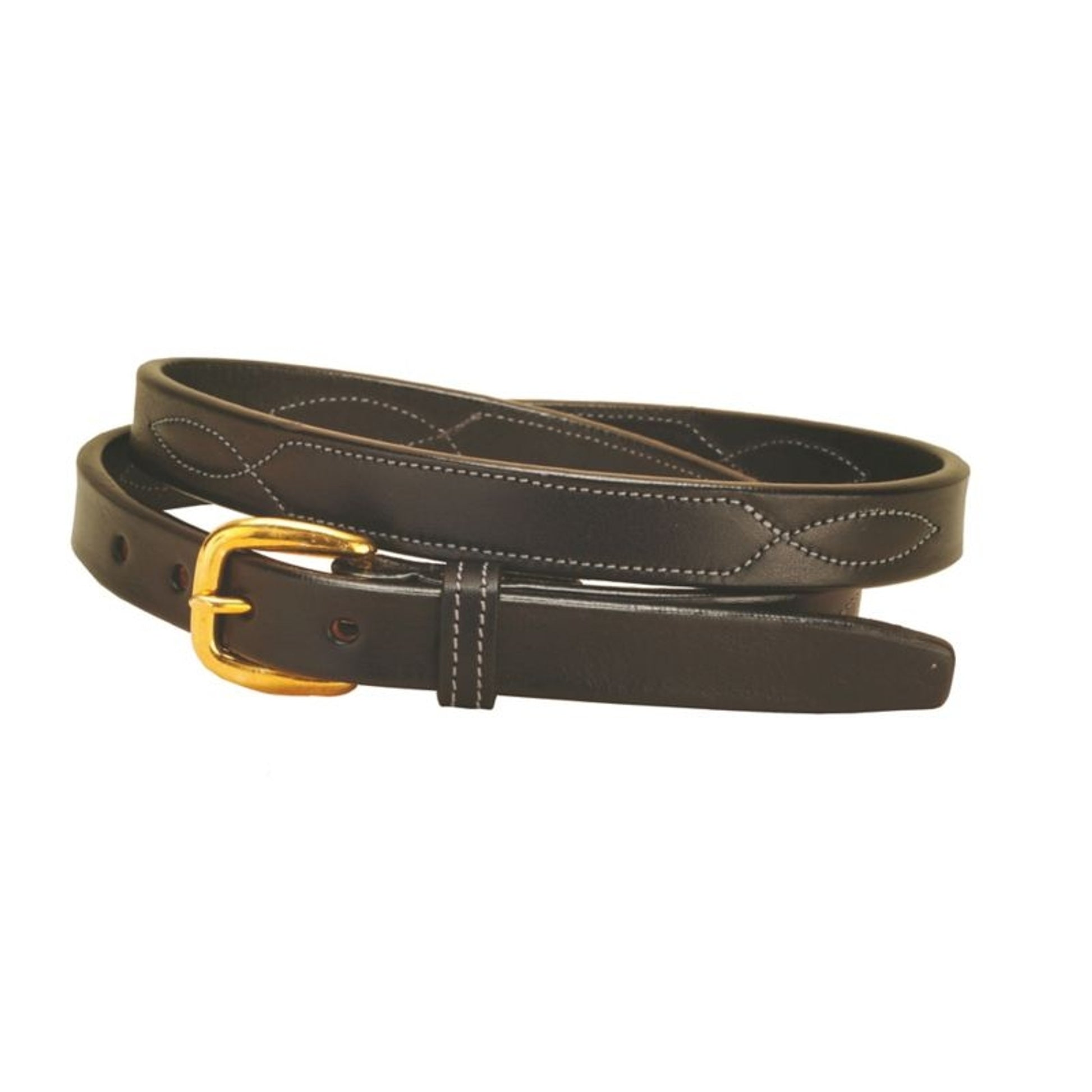 Tory Leather Stitched Pattern Leather Belt 24 Blk