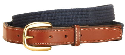 Tory Web Belt With Leather Billets 28 Bk/Gry