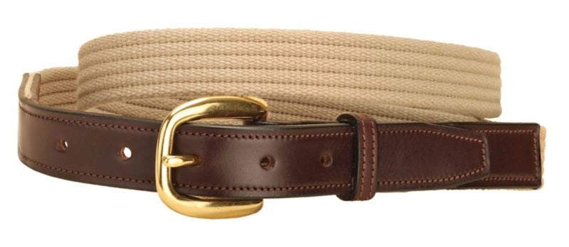 Tory Web Belt With Leather Billets 28 Bk/Gry