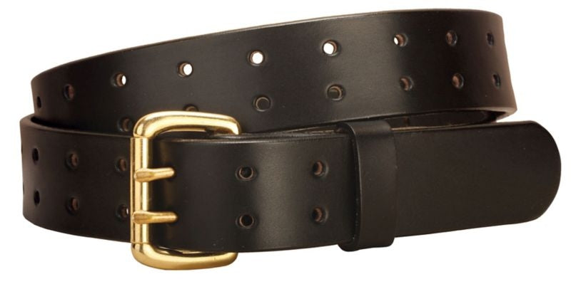 Double Tongue Leather Belt/Double Hole 28 Bk/Gry