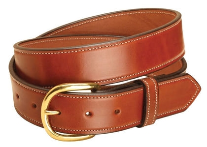 Tory 1 1/2In Stitched Belt With Brass Buckle 30 Brn