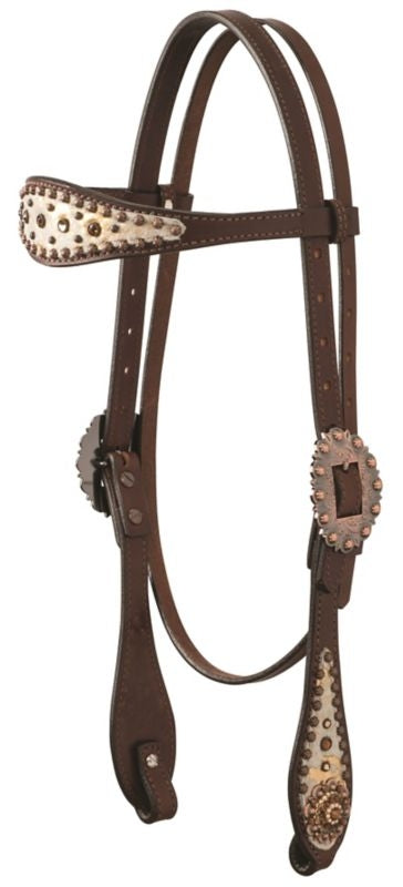 Weaver Gold Dust Browband Headstall Hrs Rich Brown