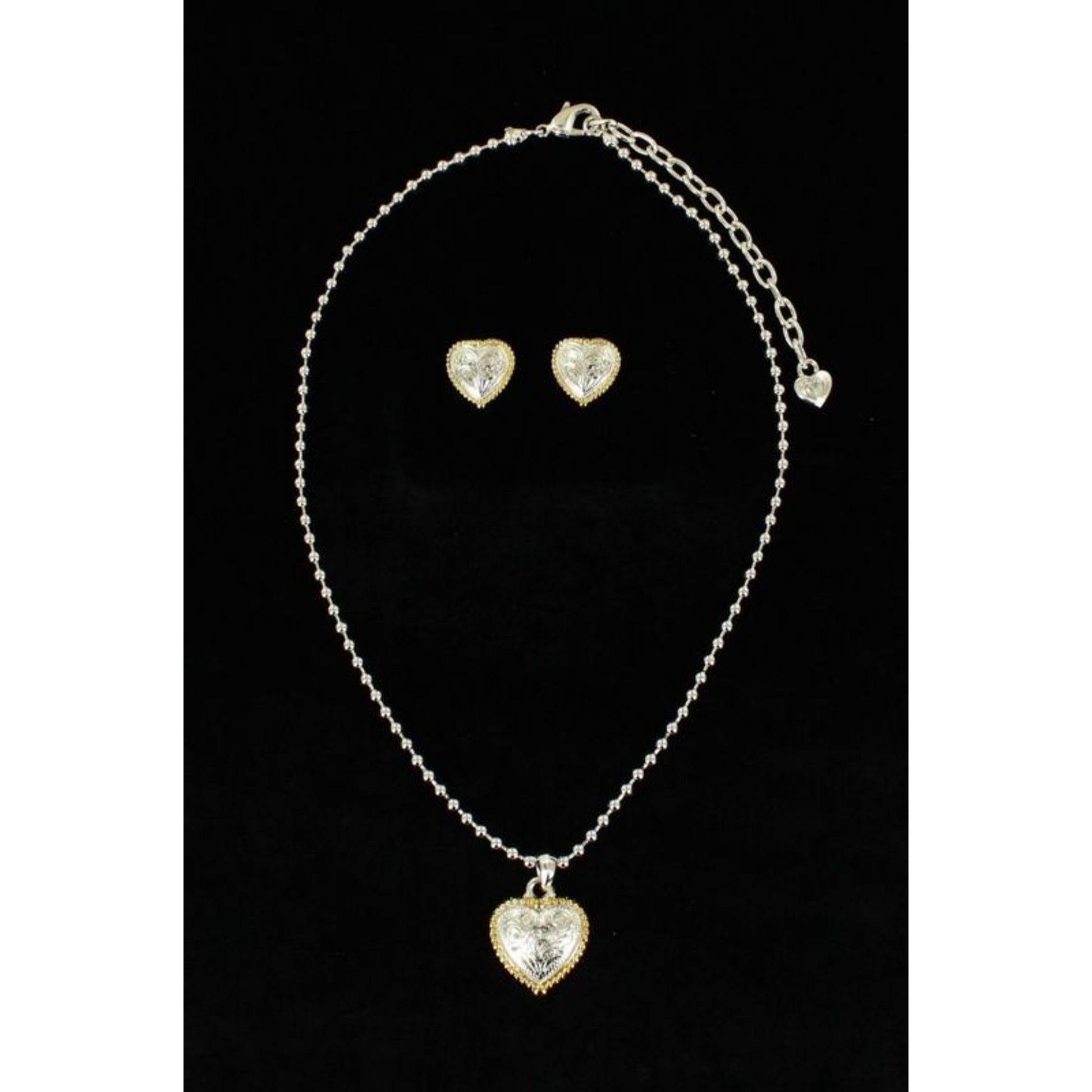 Blazin Roxx Beaded Heart Jewelry SetSilver Gold