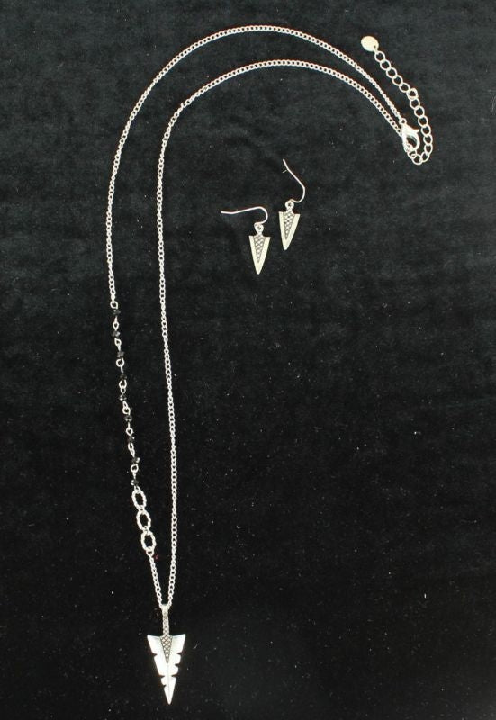 Blazin Roxx X-Large Arrowhead Jewelry SetBk/Wh