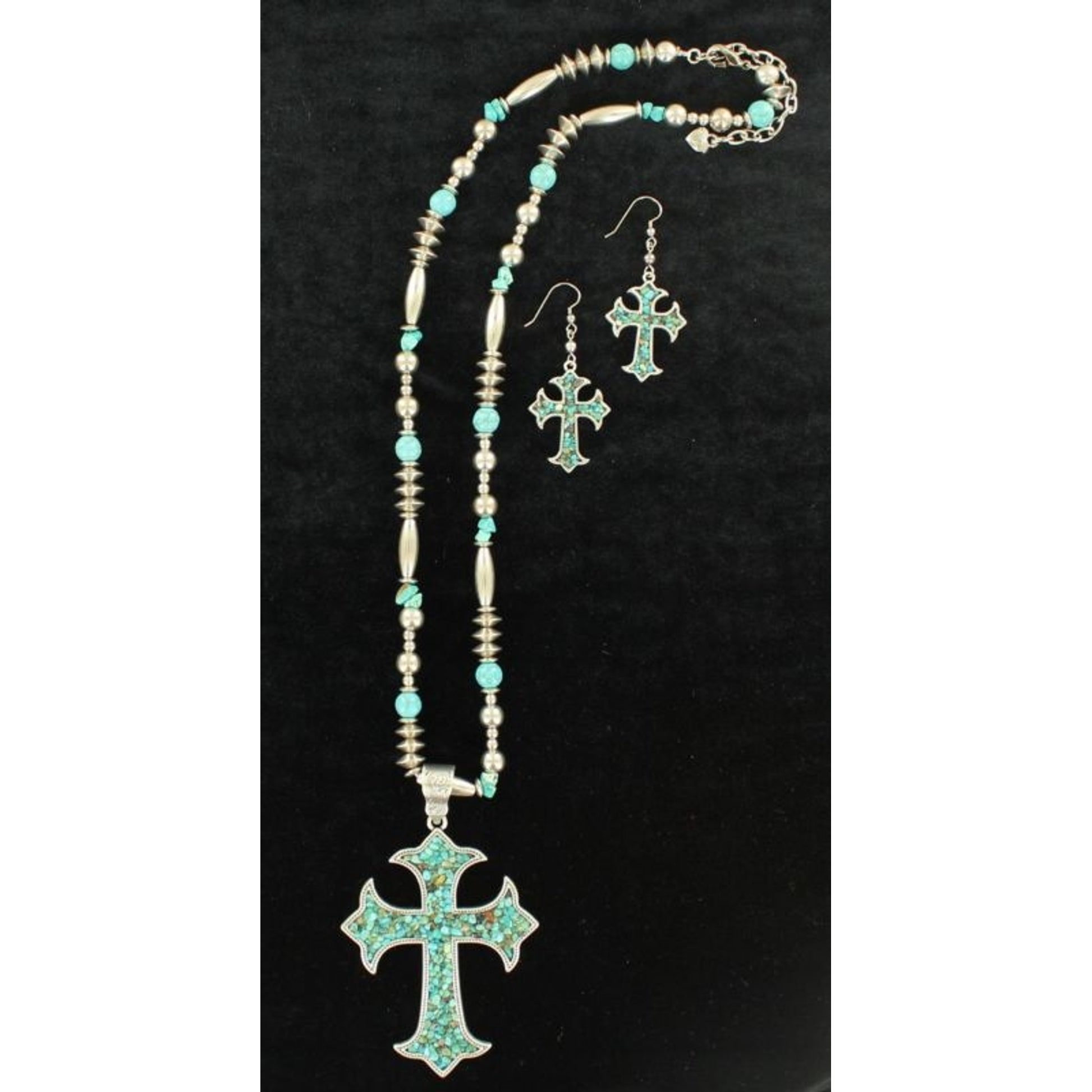 Blazin Roxx X-Large Cross Jewelry SetBk/Wh