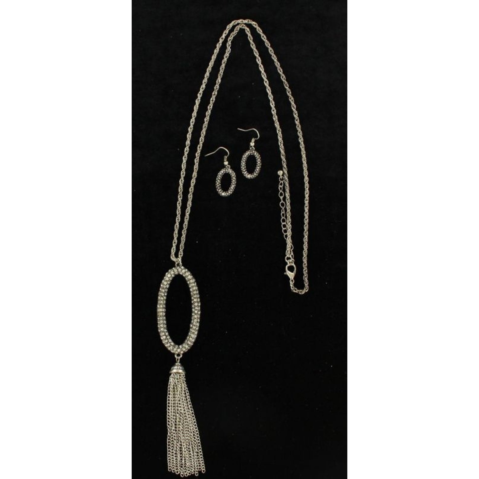 Blazin Roxx X-Large Hoop Fringe Jewelry SetBk/Wh