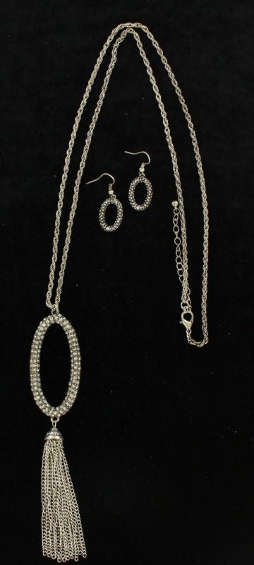 Blazin Roxx X-Large Hoop Fringe Jewelry SetBk/Wh