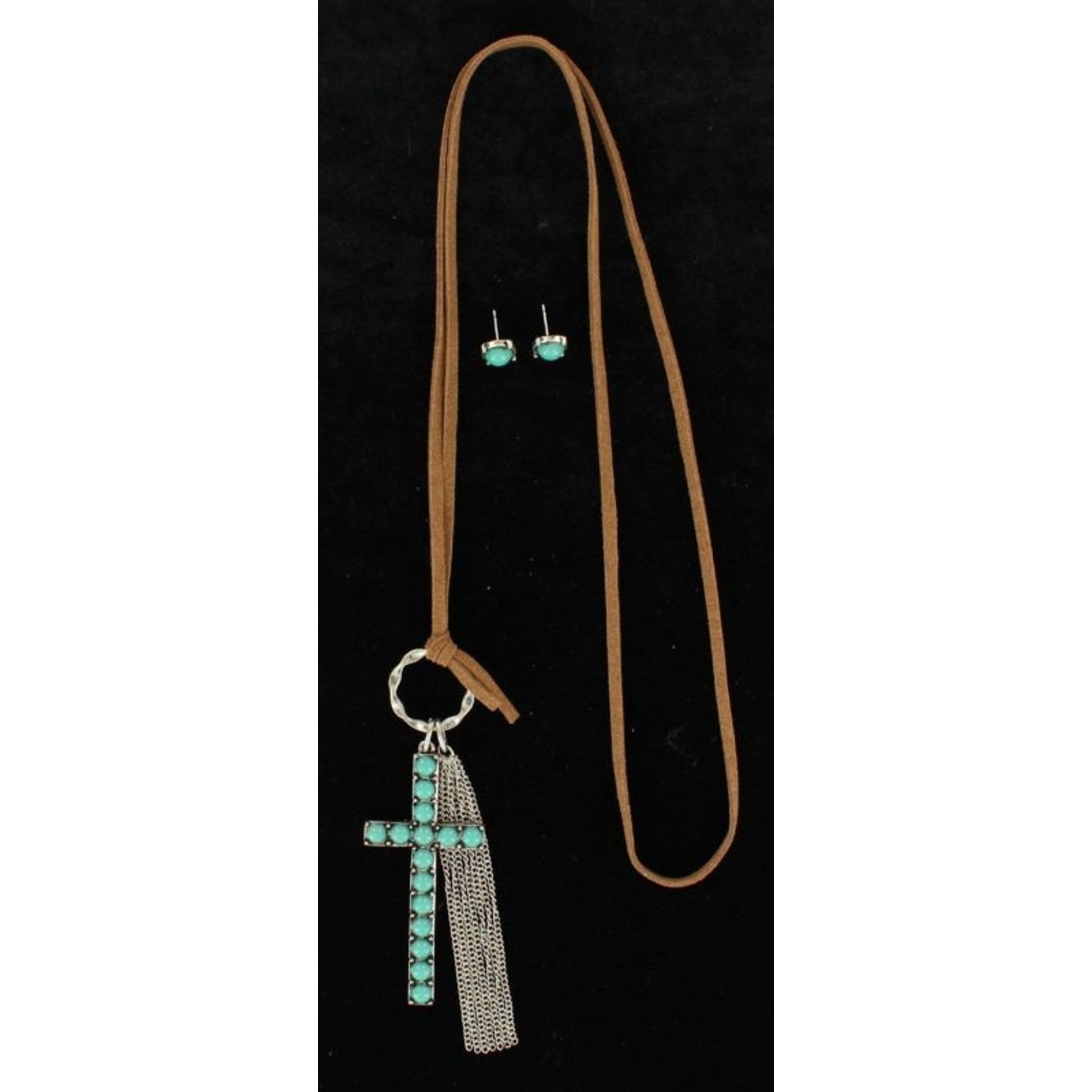Blazin Roxx X-Large Cross Knot Jewelry SetBk/Wh