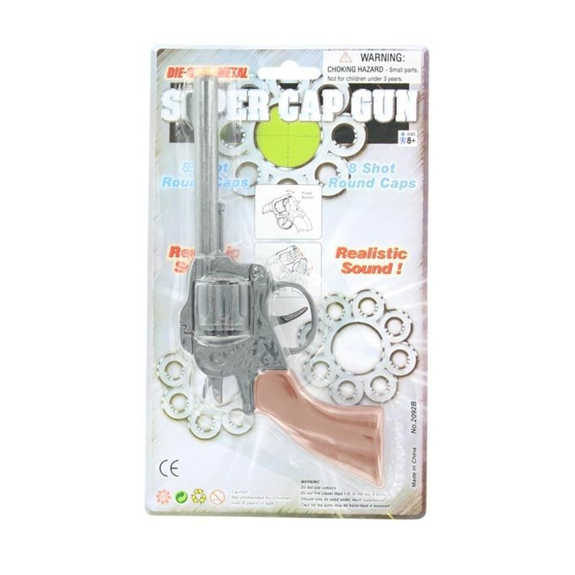 Mandf Western Metal Revolver Cap Gun PistolBk/Wh