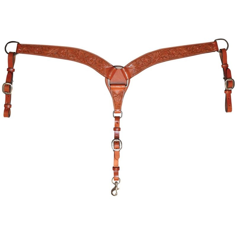 Circle Y Floral Tooled Breast Collar Walnut