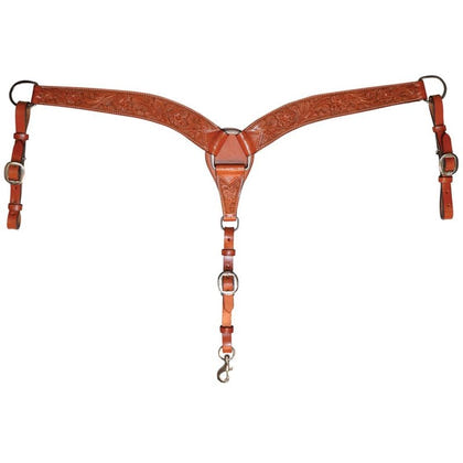 Circle Y Floral Tooled Breast Collar Walnut