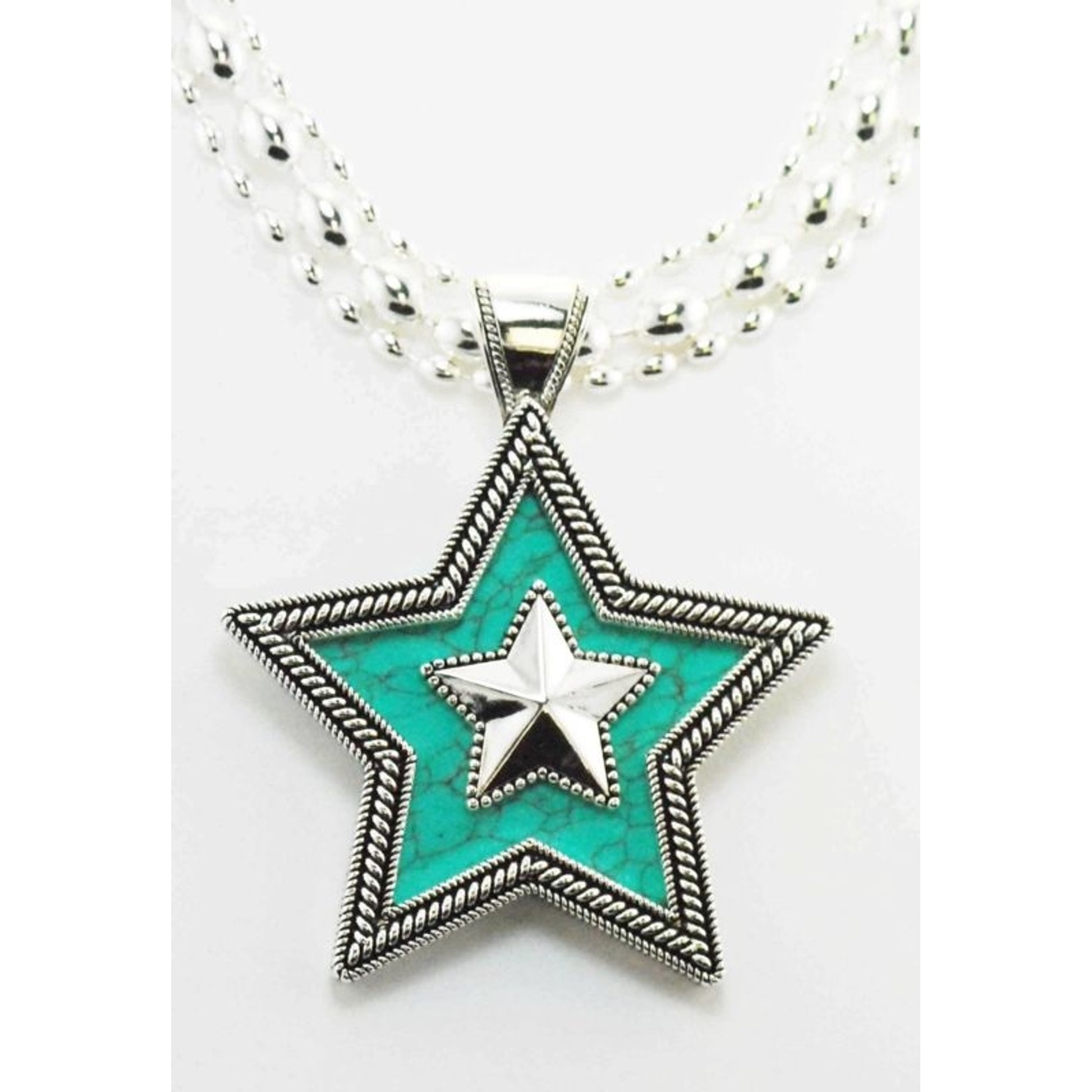 Western Edge Crystal Double Star Necklace Set