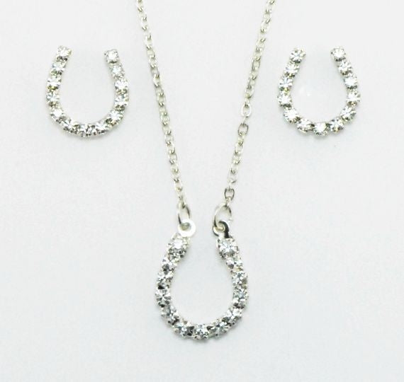 Western Edge Rhinstone Horseshoe Earring/Necklace